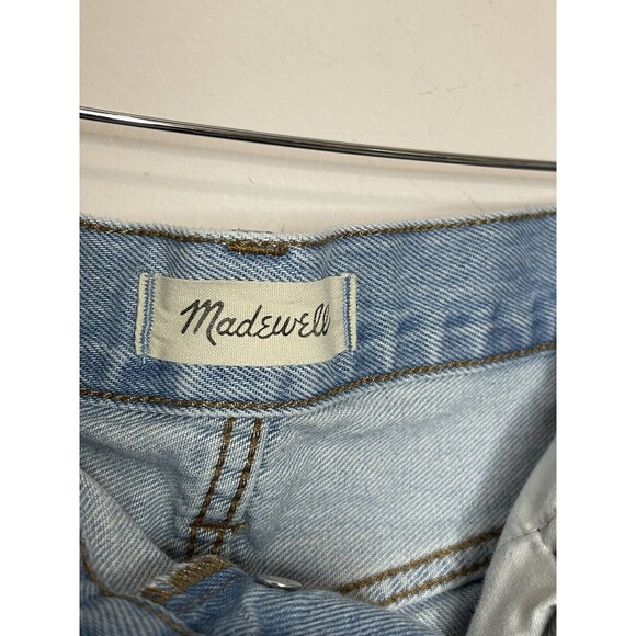 Madewell Relaxed Denim Shorts Women's 24 Button Fly Light Wash Festival Raw Hem - Picture 4 of 7